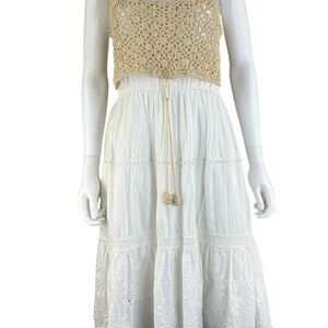 anthropologie Cream Crochet Eyelet Sundress Size S